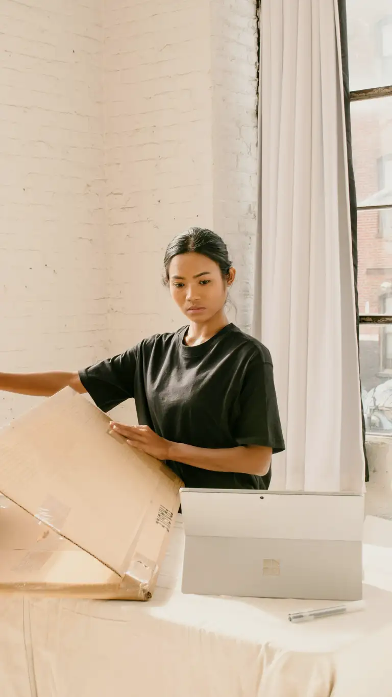An online store owner working at her desk